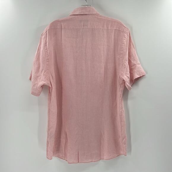 Reiss Men's Holiday Slim Fit Linen SS Button Shirt - Pink - Large - Picture 6 of 6
